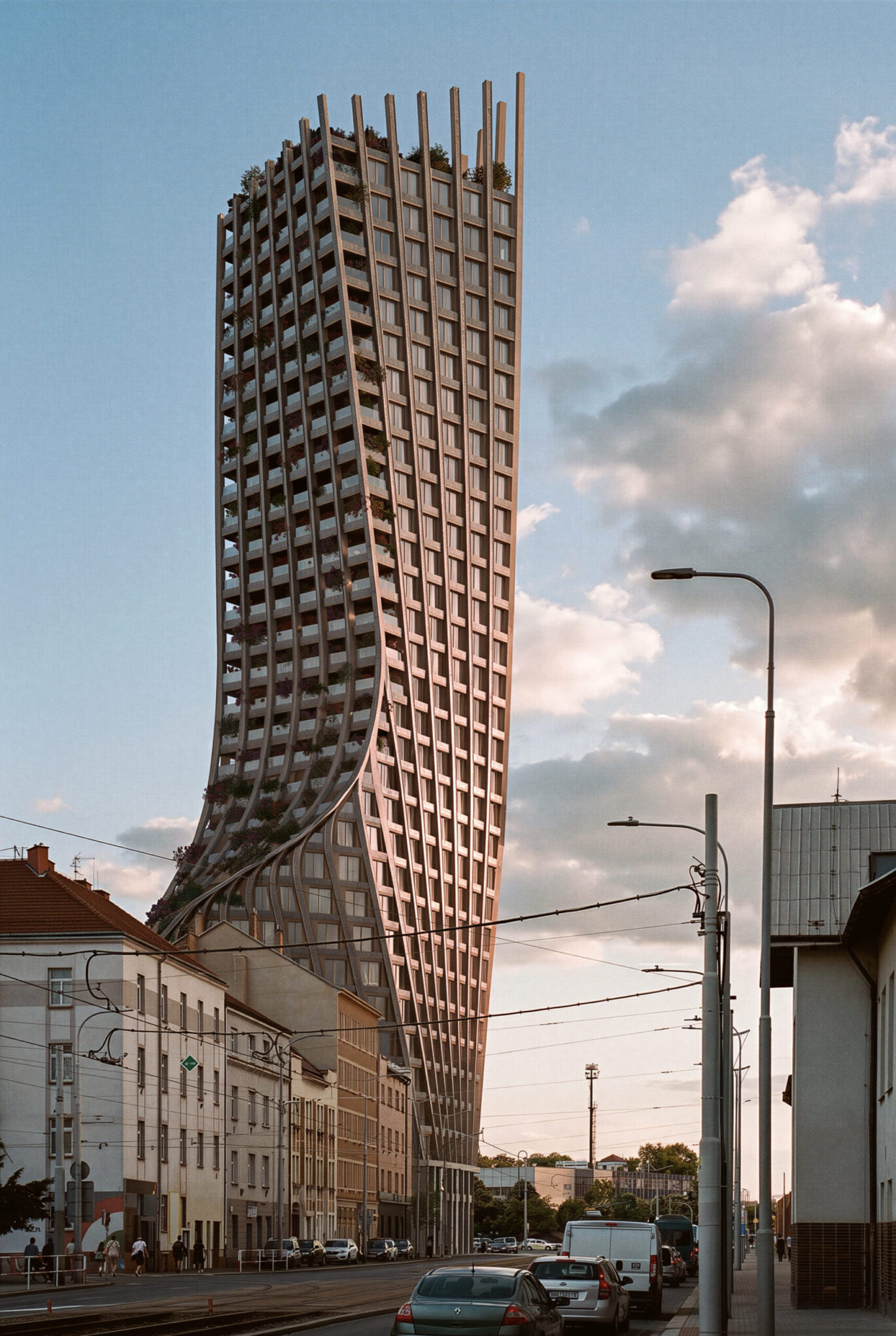 Návrh Harfa Towers od MA Studia, hlavní věž projektu